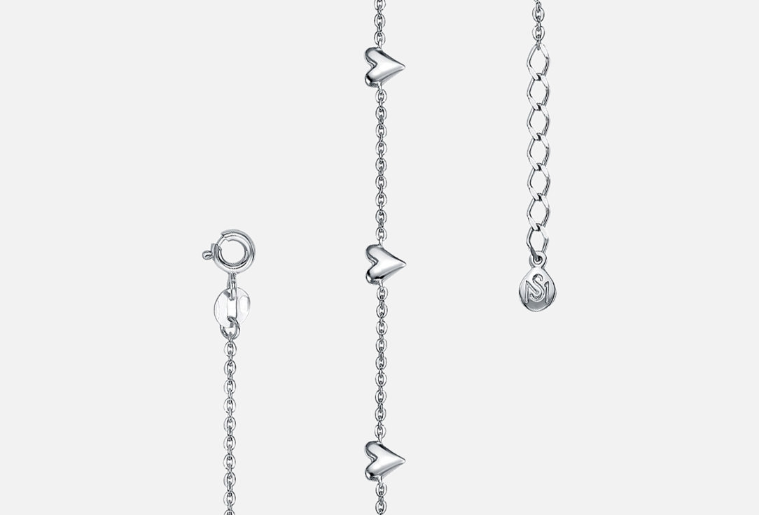 Изображение товара Серебряный браслет SILVERME с сердечками - стильный ювелирный аксессуар для женщин