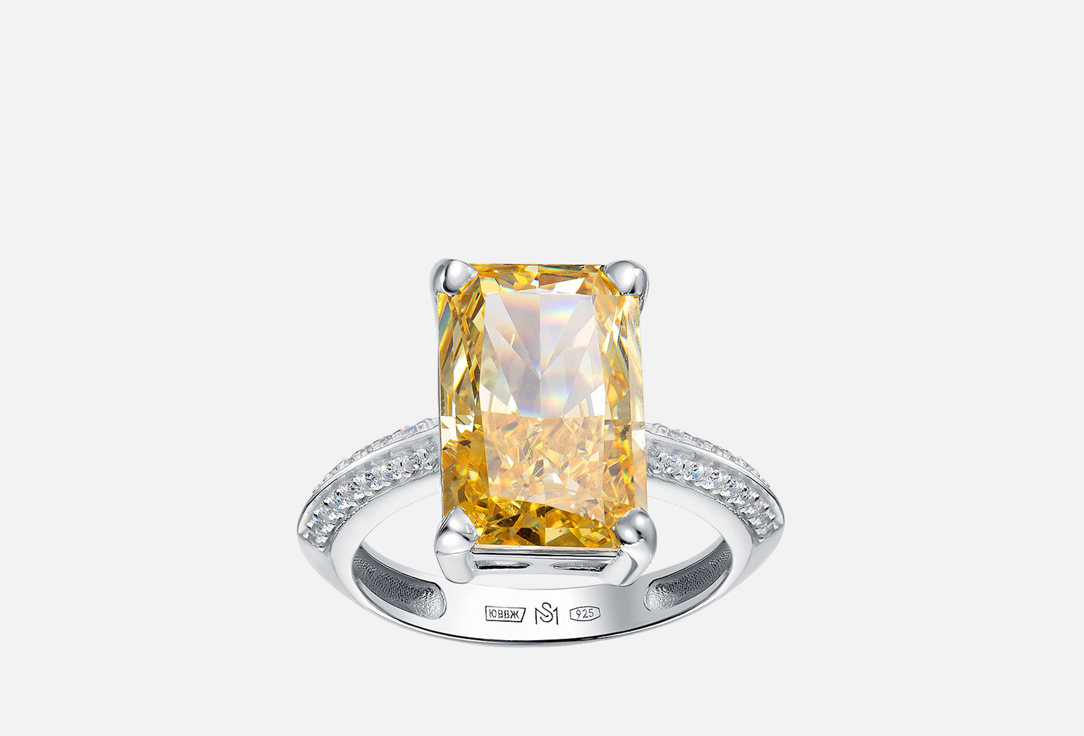 Изображение товара Кольцо серебряное SILVERME Багет Жёлтый камень