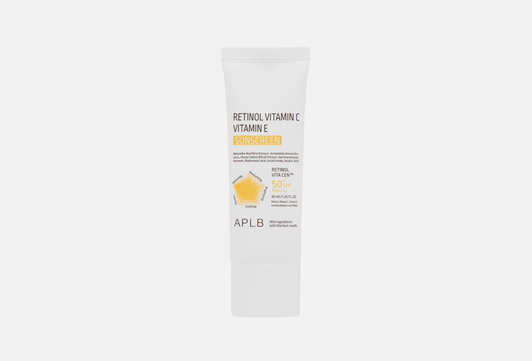 

Солнцезащитный крем для лица spf 50+ APLB, RETINOL VITAMIN C VITAMIN E 40 мл