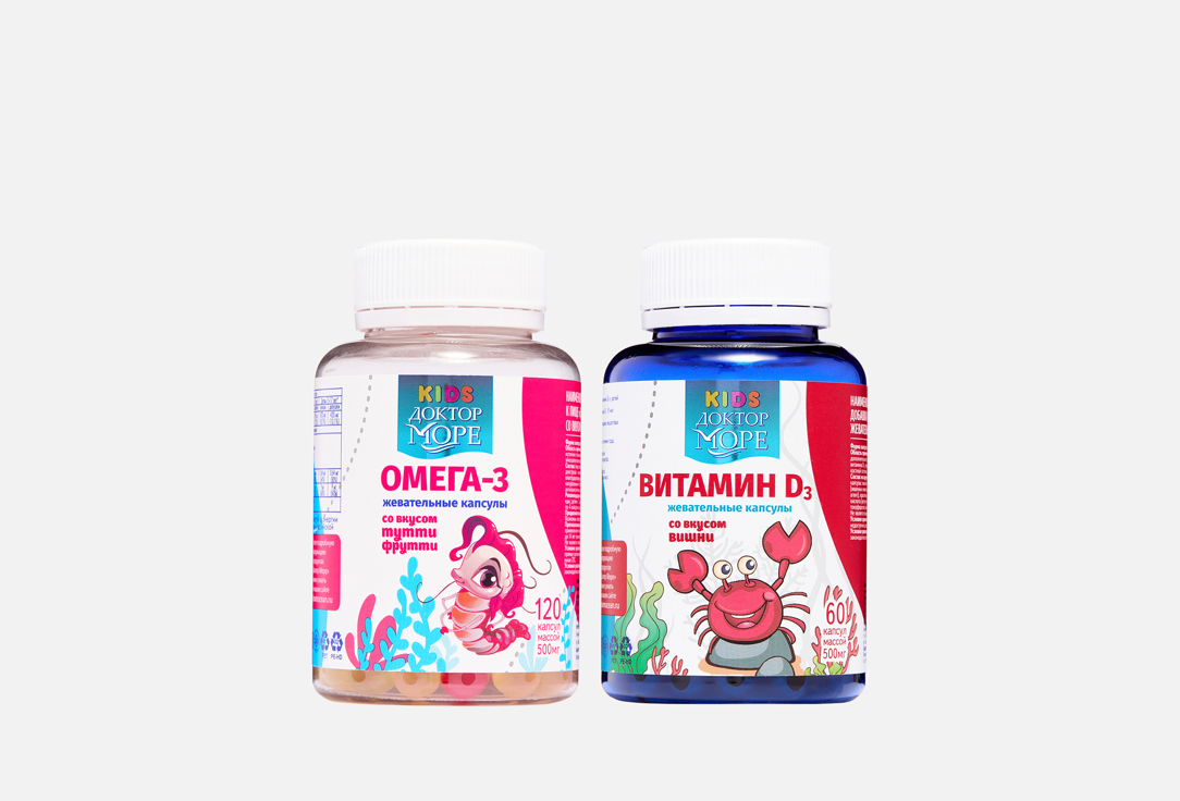 

Набор бад для детей ДОКТОР МОРЕ, Омега-3 и витамин D3 в капсулах 2 шт