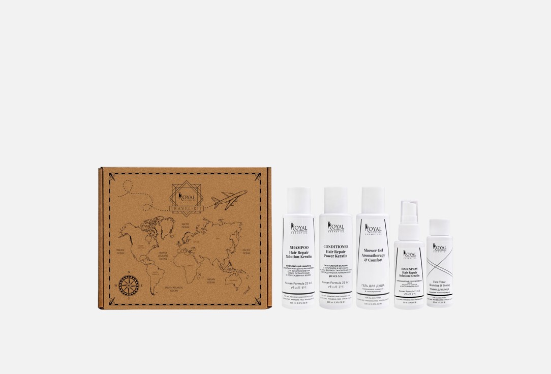 

Тревел-набор средств для волос, тела и лица ROYAL SAMPLES, Travel - kit 5 шт