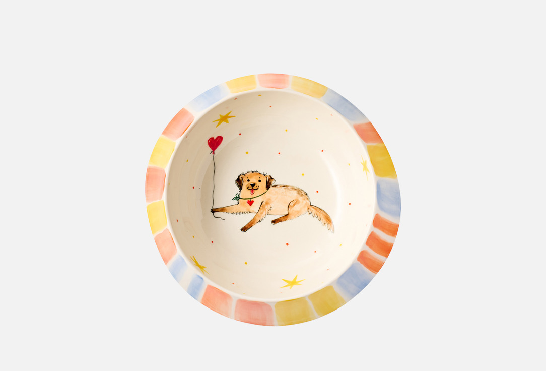 

Тарелка глубокая для кормления собак ODARYADARYA, Принт, Пэсочка 1 шт