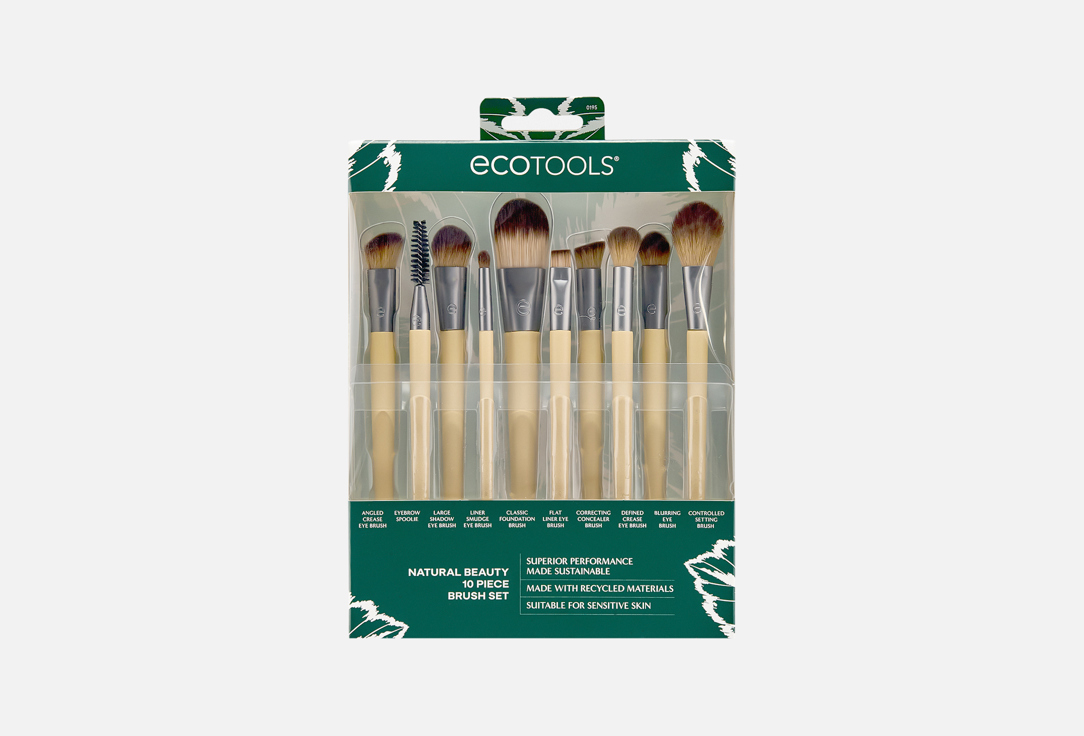 Набор кистей для макияжа глаз и лица ECOTOOLS Natural Beauty Brush Set 10 шт