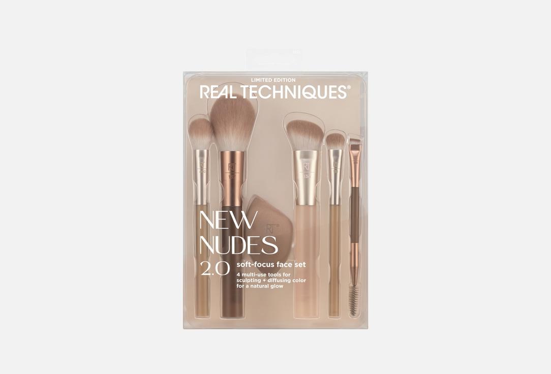 

Набор кистей и спонж для макияжа REAL TECHNIQUES, New Nudes 2.0 Soft-Focus Face Set 6 шт