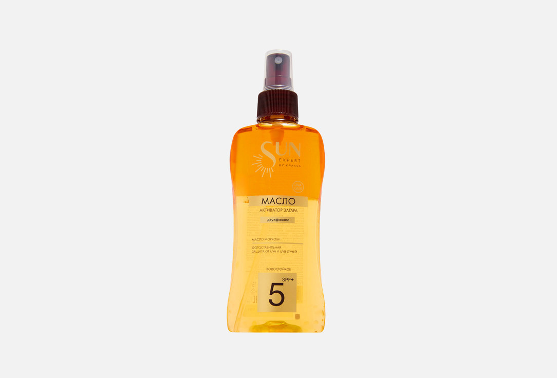 

Двухфазное масло-активатор загара SPF5+ KRASSA, Масло моркови 180 мл