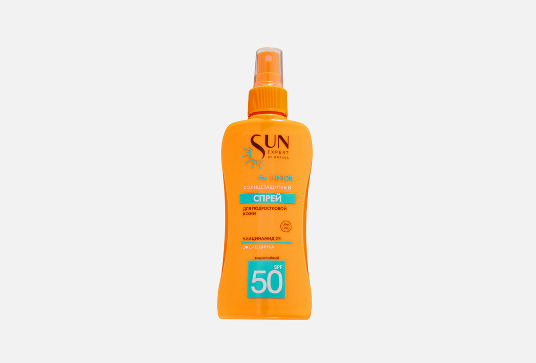 

Солнцезащитный спрей для тела SPF50 KRASSA, Ниацинамид 2%, оксид цинка 180 мл