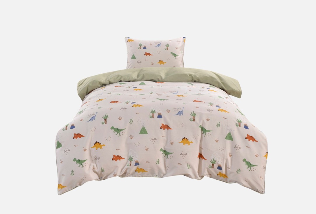 

Комплект постельного белья SOFI DE MARKO, Принт, Динозаврики, детский, зеленый, полутораспальный 1.5-спальный мл