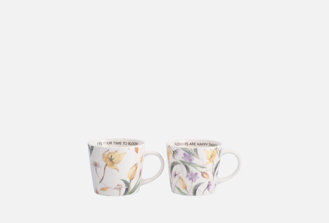 

Набор кружек ANNA LAFARG EMILY, Принт, Fiori, Летящие цветы, белый 2 шт