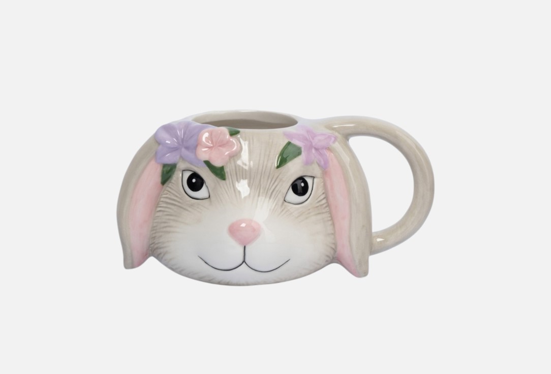 

Кружка ANNA LAFARG EMILY, Мультиколор, Brown Rabbit, Кролик с цветами, серая 1 шт