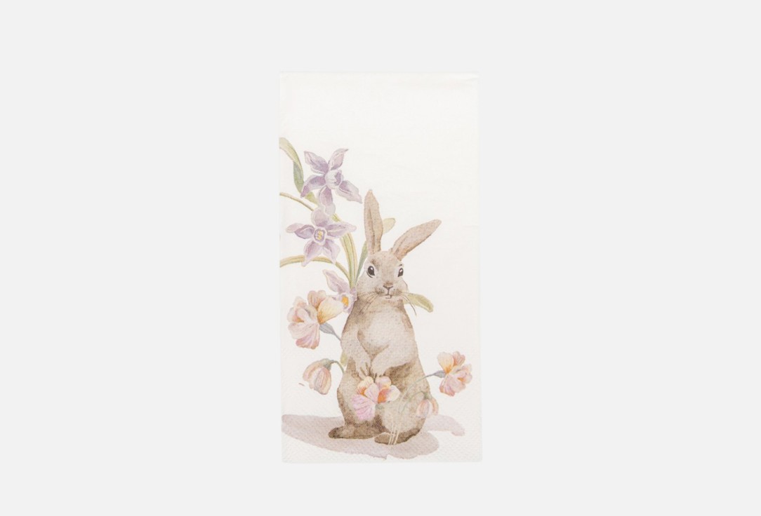 Салфетки бумажные ANNA LAFARG EMILY Flower Rabbit, Кролик в цветах, 33х33 см 20 шт