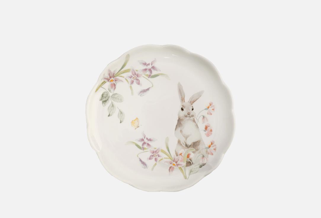 

Тарелка закусочная ANNA LAFARG EMILY, Принт, Flower Rabbit, Кролик с цветами, белая, 20 см 20 см