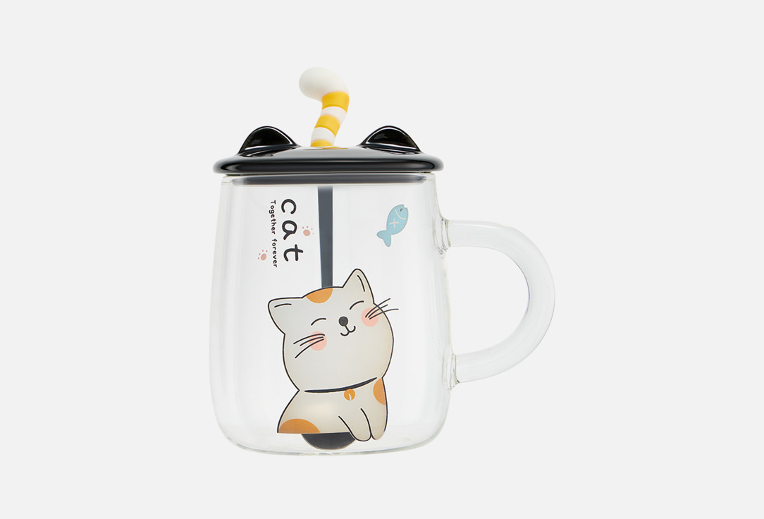 

Кружка с крышкой и ложкой TOPGIFT, Принт, Cat – together forever 2 шт