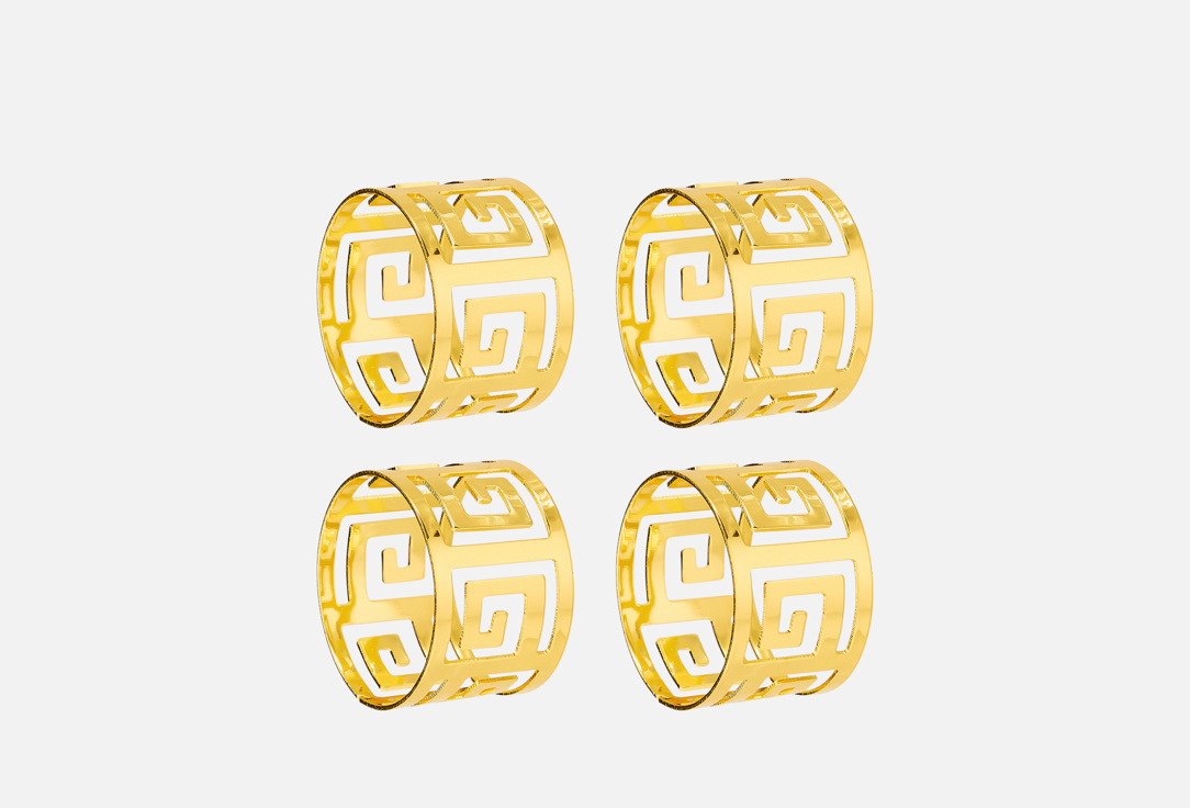 

Набор колец для салфеток TOPGIFT, Золотой, Греческий меандр, 11x4,5x8 см 4 шт