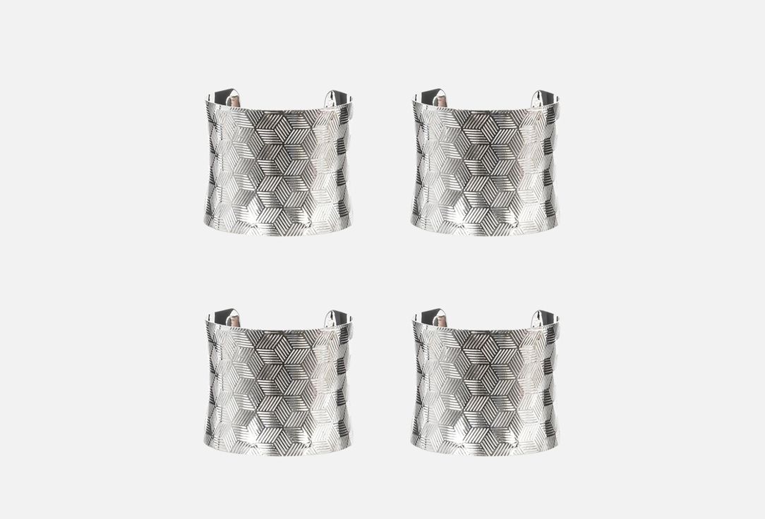 

Набор колец для салфеток TOPGIFT, Серебряный, Геометрический узор, 11x4,5x11 см 4 шт