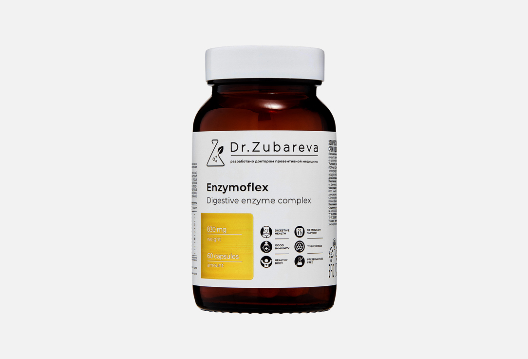 

БАД для поддержки пищеварения DR.ZUBAREVA, Enzymoflex в капсулах 60 шт
