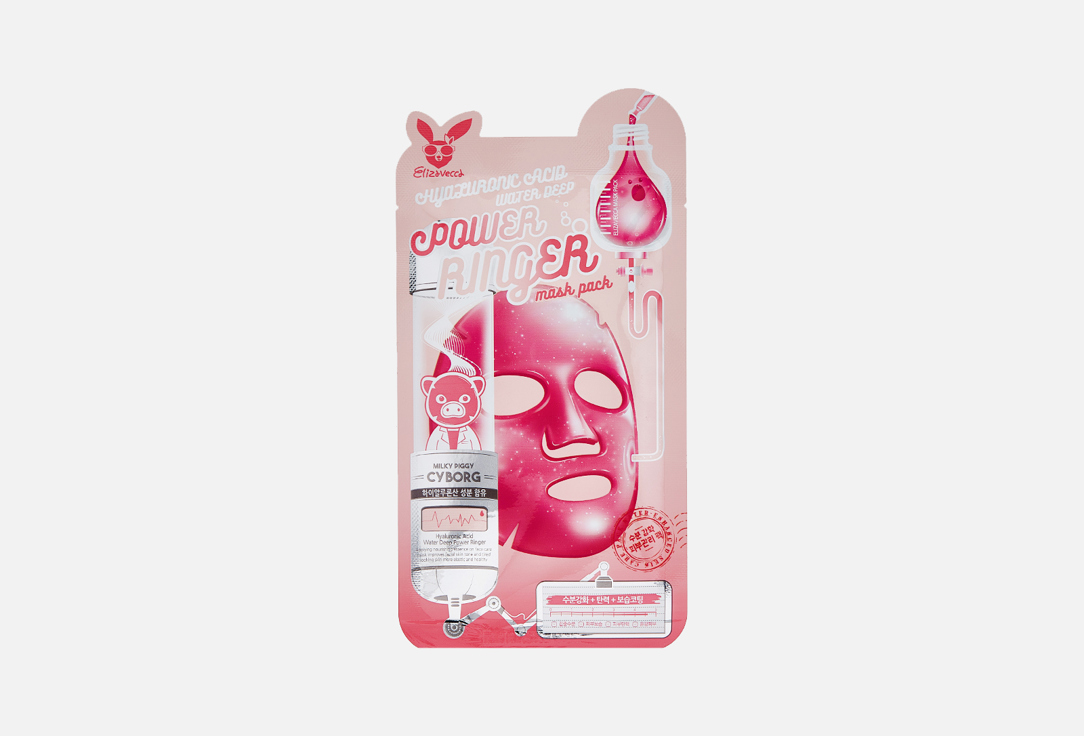 цена Тканевая маска для лица ELIZAVECCA Hyaluronic Acid Water Deep Power Ringer Mask Pack 1 шт