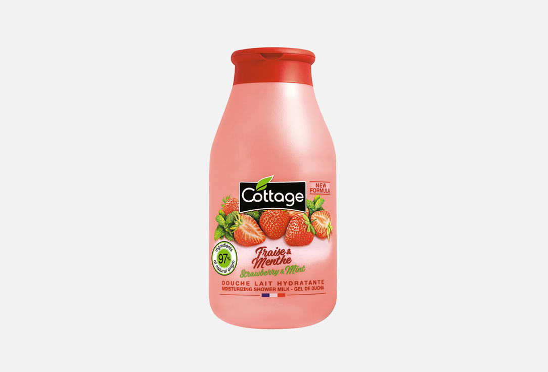 Увлажняющее молочко для душа COTTAGE Strawberry & Mint 250 мл молочко для тела floresan cosmetic увлажняющее клубника 500 мл