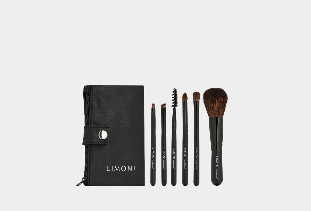 Набор кистей из 6 предметов+чехол LIMONI Compact Kit 6 шт набор кистей 7 предметов чехол limoni silver travel kit 1 шт