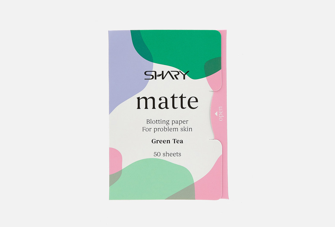 Матирующие салфетки для лица для проблемной кожи SHARY Matte blotting paper for problem skin Green Tea 50 шт цена и фото