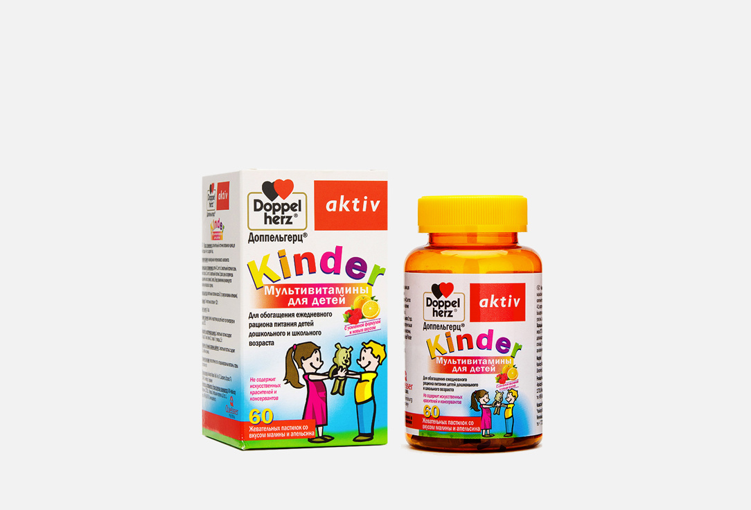 Мультивитамины для детей DOPPELHERZ Kinder со вкусом малины и апельсина 60 шт киндер джек киндер гэри азбука успешных продаж
