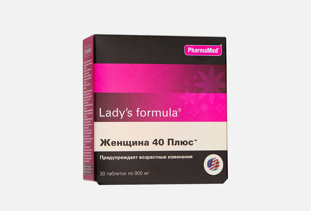 БАД для женского здоровья LADY'S FORMULA Женщина 40 плюс селен, инозитол, HCl 30 шт эхинацея с женьшенем и имбирем таб 500мг 40 бад