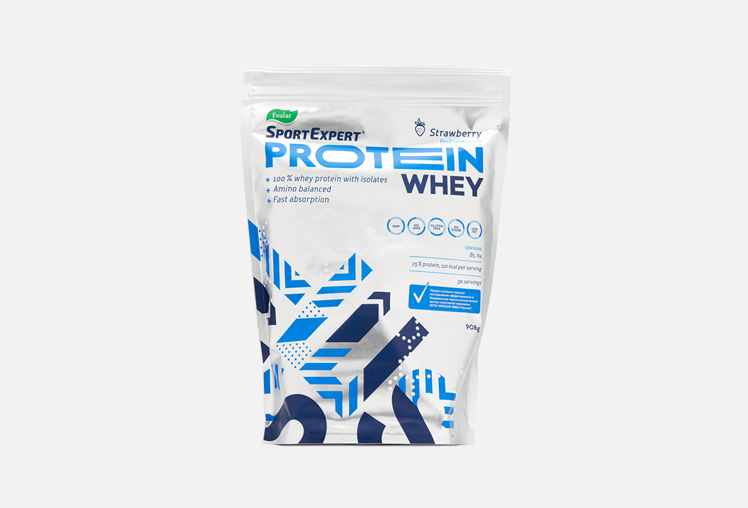 Изображение товара Сывороточный протеин Эвалар СпортЭксперт 908 г с клубничным ароматом