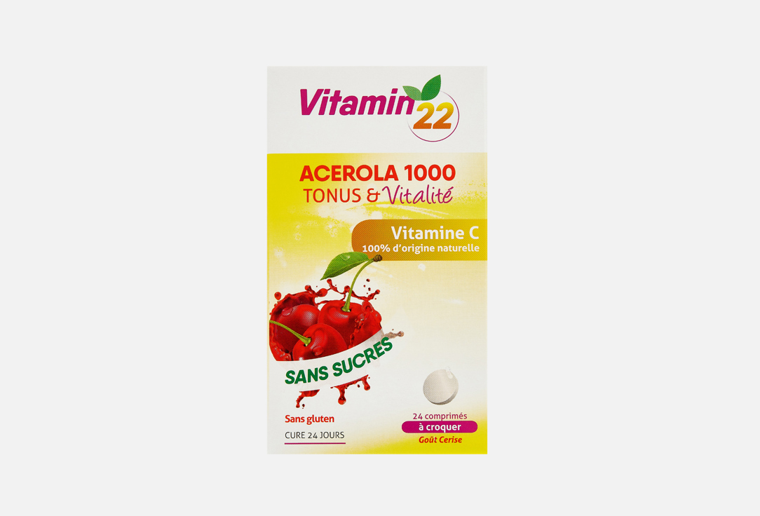 БАД для укрепления иммунитета ВИТАМИН 22 Acerola 1000 в жевательных таблетках 24 шт бад для укрепления иммунитета cheong kwan jang женьшень витамин с e в жевательных таблетках 1 шт