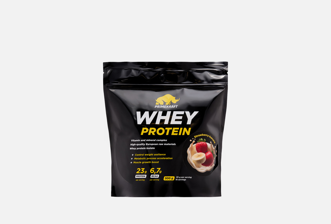 Изображение товара Протеиновый коктейль клубника-банан Prime Kraft Whey Protein 500 г