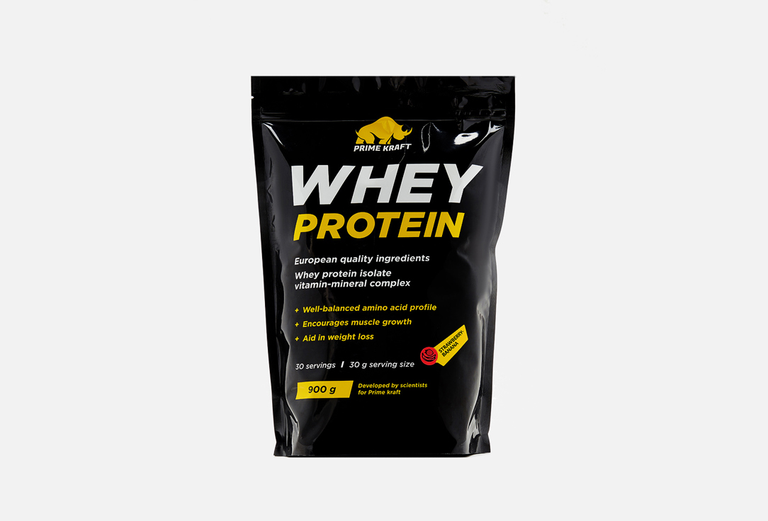 Изображение товара Протеиновый коктейль: клубника-банан Prime Kraft Whey Protein