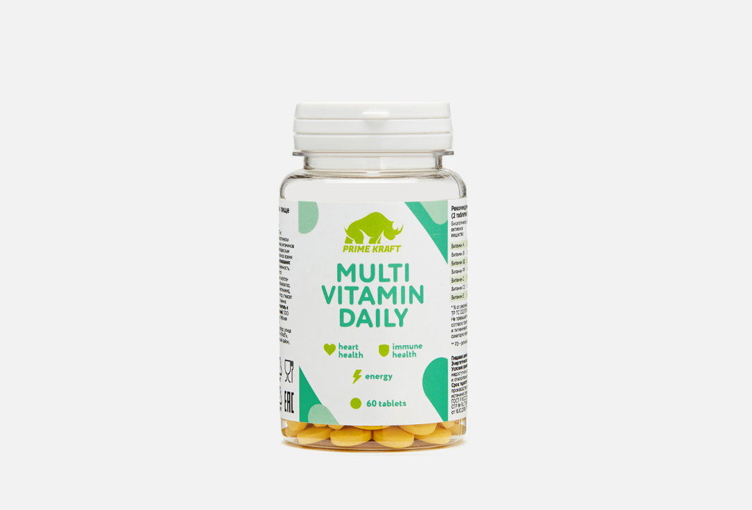 

бад для поддержания иммунитета PRIME KRAFT, Multivitamin Daily витамины РР, c, e в таблетках 60 шт