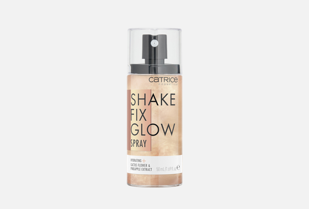 фиксирующий спрей для макияжа prime and fine multitalent fixing spray 50мл Спрей фиксирующий для макияжа с мерцанием CATRICE Shake Fix Glow Spray 50 мл
