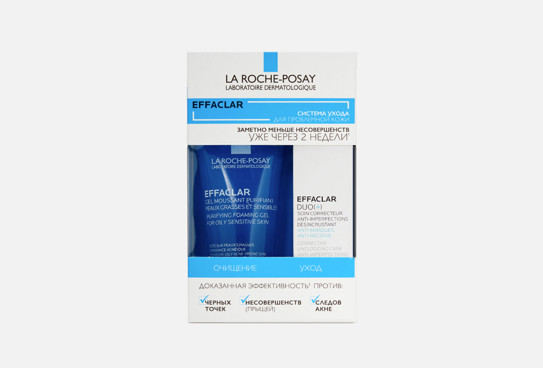 Набор: очищающий пенящийся гель + Корректирующий крем-гель для проблемной кожи La Roche-Posay EFFACLAR + EFFACLAR DUO(+)  