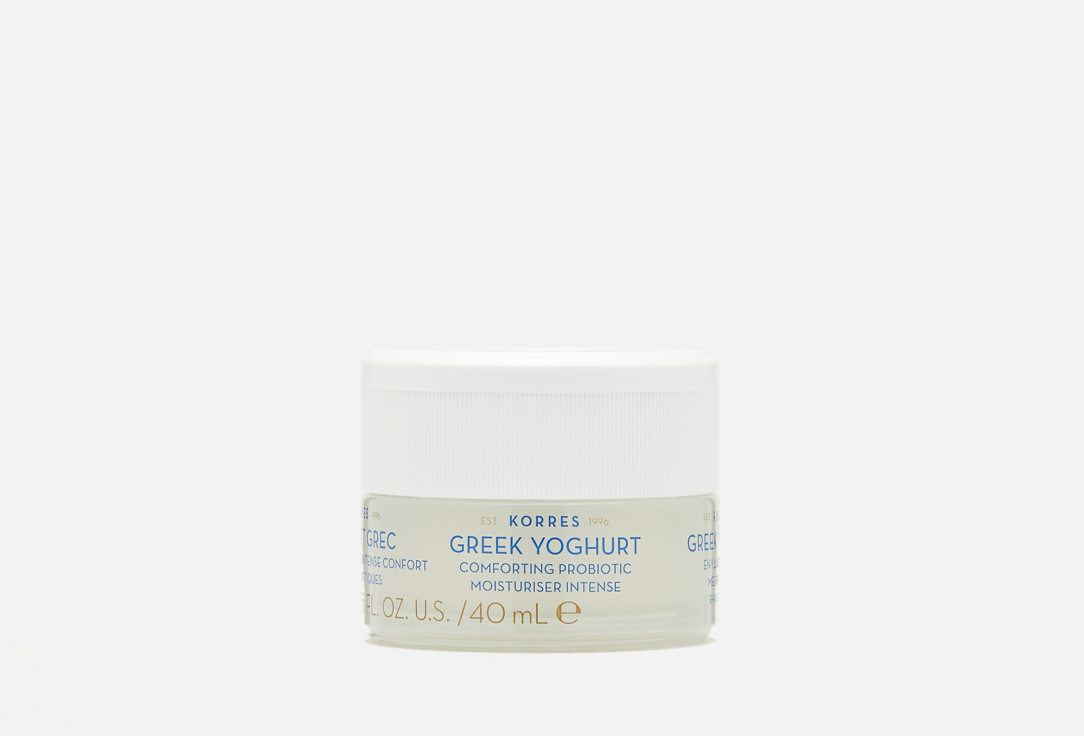 Крем дневной успокаивающий и интенсивно увлажняющий с пробиотиками и йогуртом для сухой кожи Korres greek yoghurt 