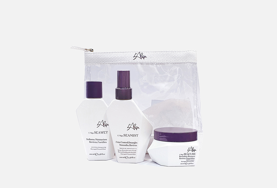 Дорожный набор "Глубокое восстановление волос" в прозрачной косметичке L'Alga Beauty Bag  