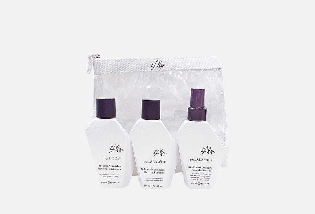 Дорожный набор "Термозащита волос со спреем" в прозрачной косметичке L'Alga Seazone Beauty Bag 