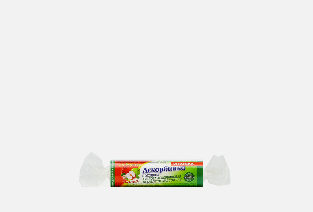 

Аскорбиновая кислота с сахаром VITATEKA, Со вкусом Яблока 10 шт