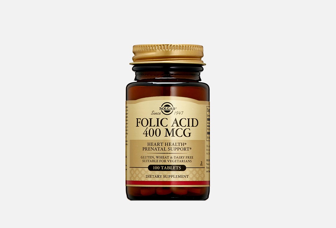 Фолиевая кислота SOLGAR Folic Acid 400 mcg в таблетках 100 шт биологически активная добавка в таблетках фолиевая кислота nature’s bounty folic acid 400 mcg 100 шт