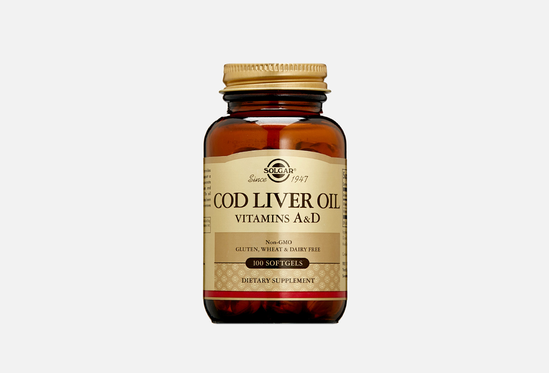 Омега 3 SOLGAR Cod liver oil в капсулах 100 шт омега 3 для детей solgar chewable dha в жевательных капсулах 90 шт