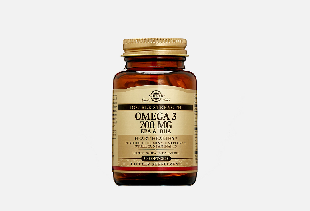 Омега 3 SOLGAR Double Strength Omega-3 700 mg 30 шт iwi омега 3 эпк и дгк 30 мягких таблеток