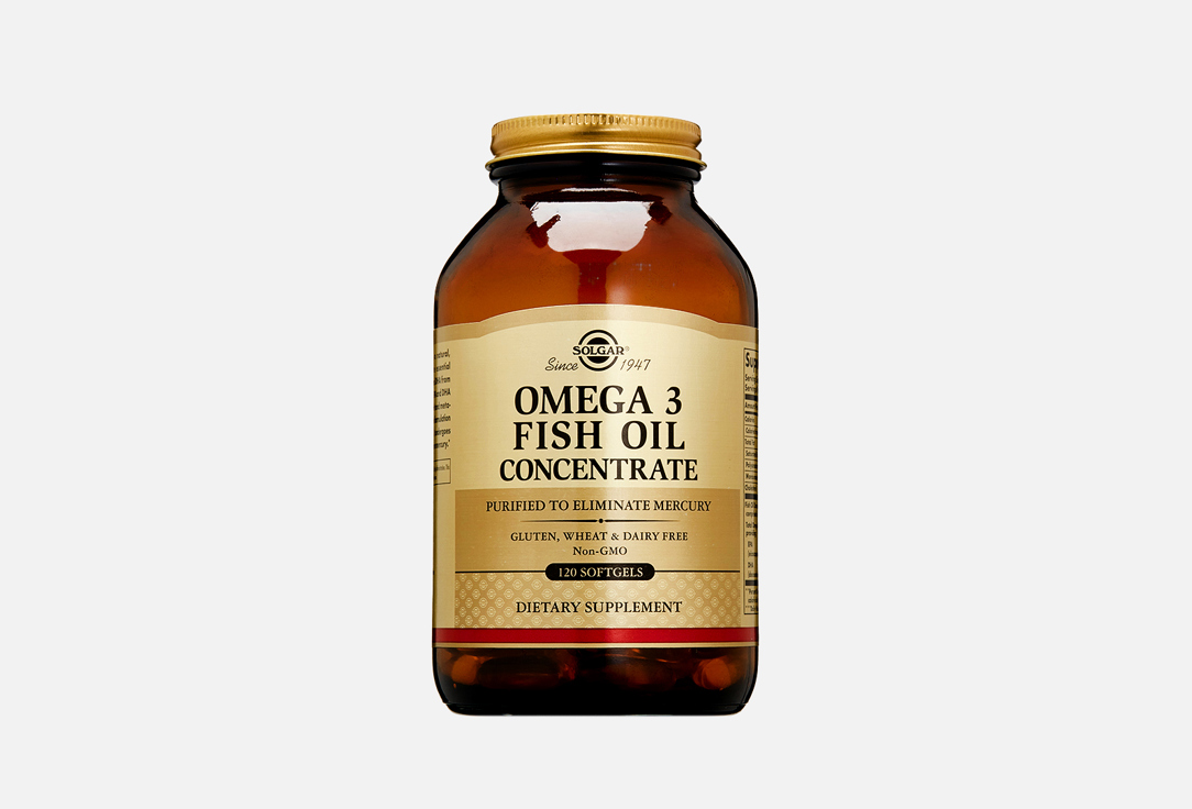 Омега 3 SOLGAR Omega-3 Fish Oil Concentrate 1000 mg 120 шт бады тонизирующие и общеукрепляющие эвалар омега 3 концентрат рыбьего жира