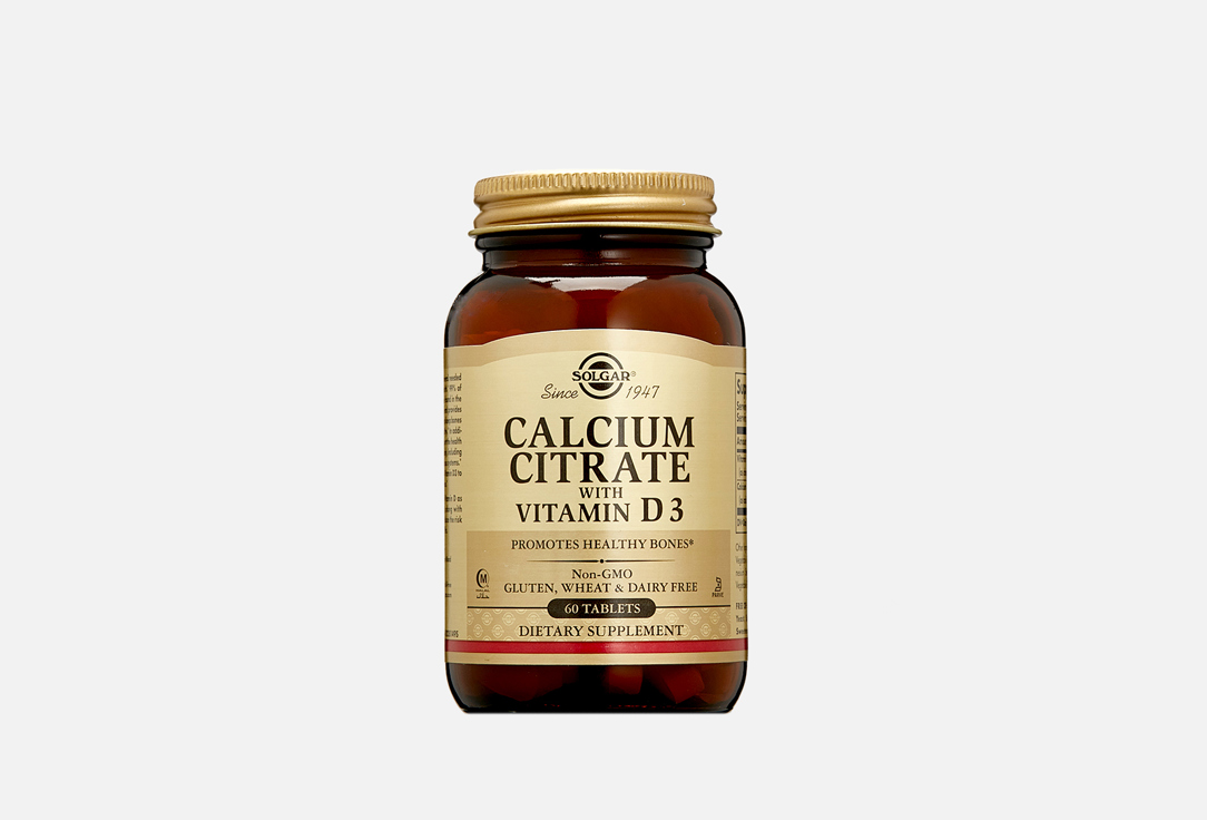 БАД для укрепления костей SOLGAR Calcium Citrate with Vitamin D3 60 шт биодобавка кальция цитрат с витамином d3 calcium citrate with vitamin 60 таблеток