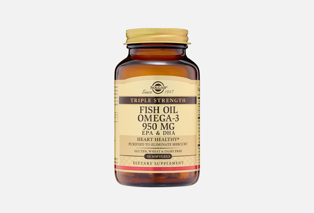 Triple Strength fish oil Omega-3 950 мг в капсулах 50 шт