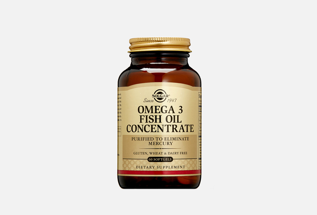 Омега 3 SOLGAR Omega-3 Fish Oil Concentrate 1000 mg 60 шт solgar простата плюс 60 капсул solgar комплексы