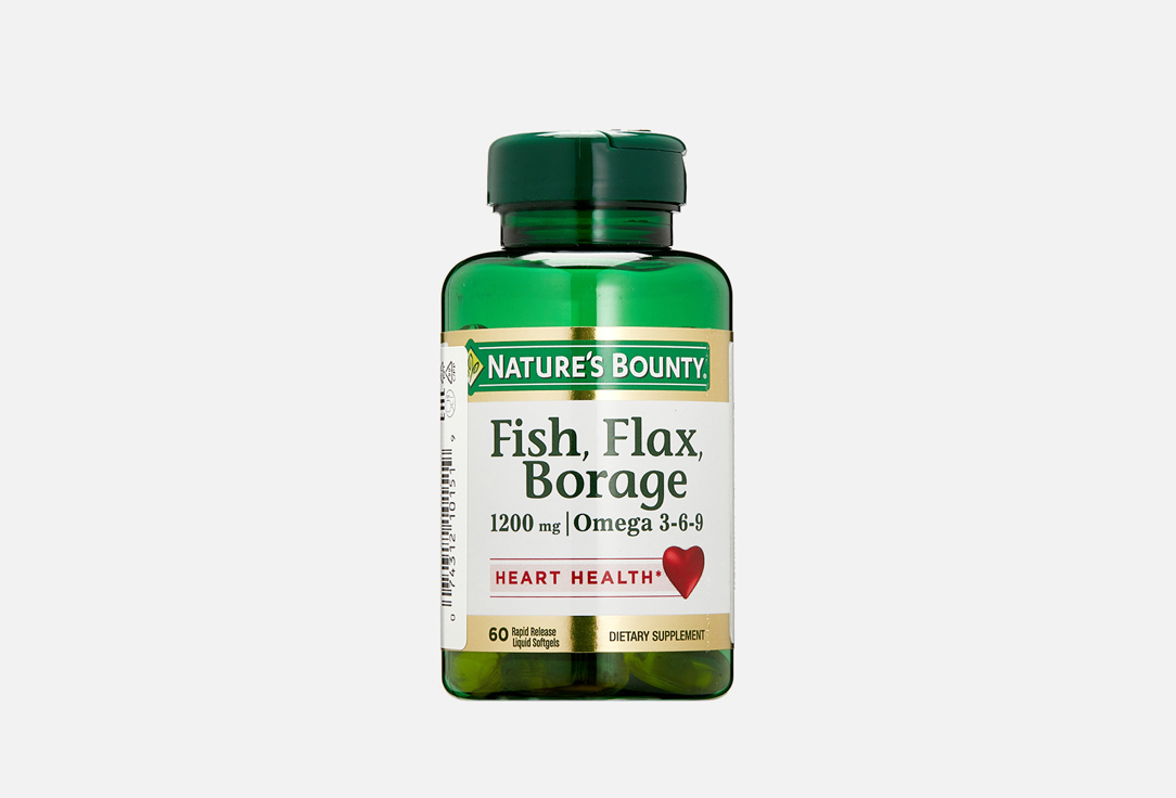 Омега 3-6-9 NATURE’S BOUNTY Fish, flax, borage 1200 мг 60 шт омега 3 6 9 nature’s bounty fish flax borage 1200 мг 60 шт