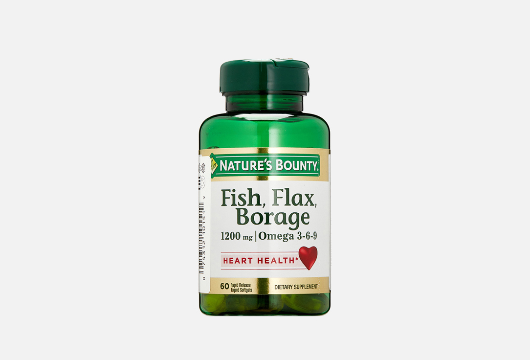 Омега 3-6-9 NATURE’S BOUNTY Fish, flax, borage 1200 мг 60 шт доктор море омега 3 эйдж ультра 1000 капс по 1000мг 60