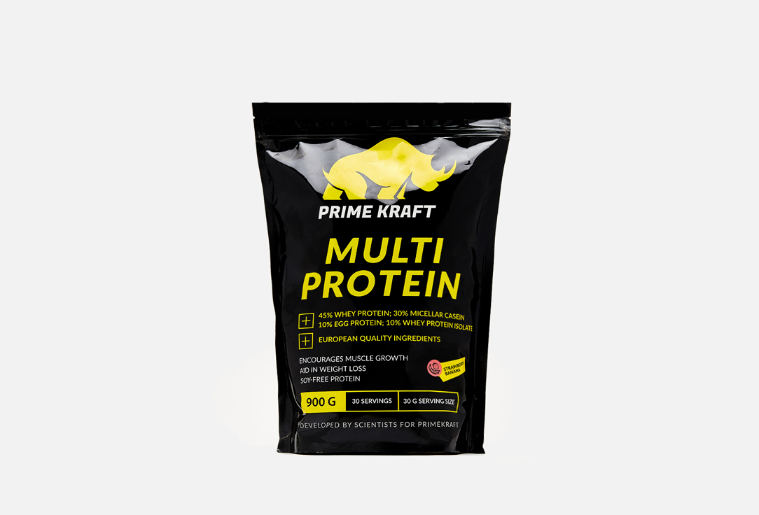Комбинированный протеиновый коктейль Prime Kraft MULTI PROTEIN STRAWBERRY-BANANA 