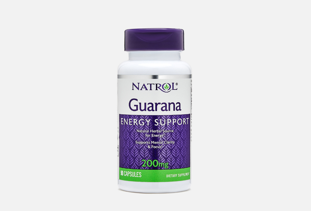 БАД для улучшение памяти и внимания NATROL Guarana 200mg в капсулах 90 шт гуарана 200 мг 90 капсул natrol