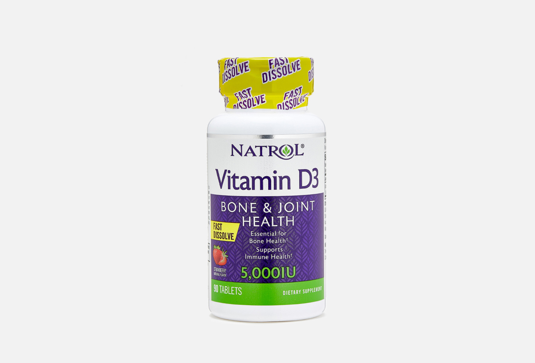 Витамин D3 NATROL Bone & joint health 5000 ME в таблетках 90 шт futurebiotics витамин d3 5000 ме 90 мягких таблеток