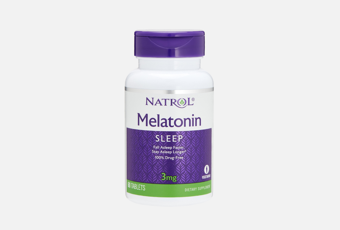 Мелатонин NATROL 3 мг в таблетках 60 шт мелатонин для сна natrol melatonin 5mg 60 шт
