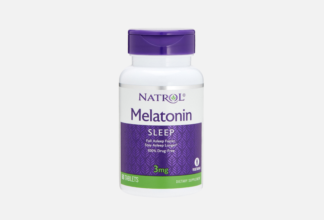 Мелатонин NATROL 3 мг в таблетках 60 шт sesderma seskavel plus бад к пище 60 капсул